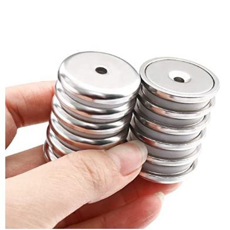 Runde Basis Tasse Neodym Magnet Topf mit schweren Einsatz CounterSunk Loch und Edelstahl-Schrauben