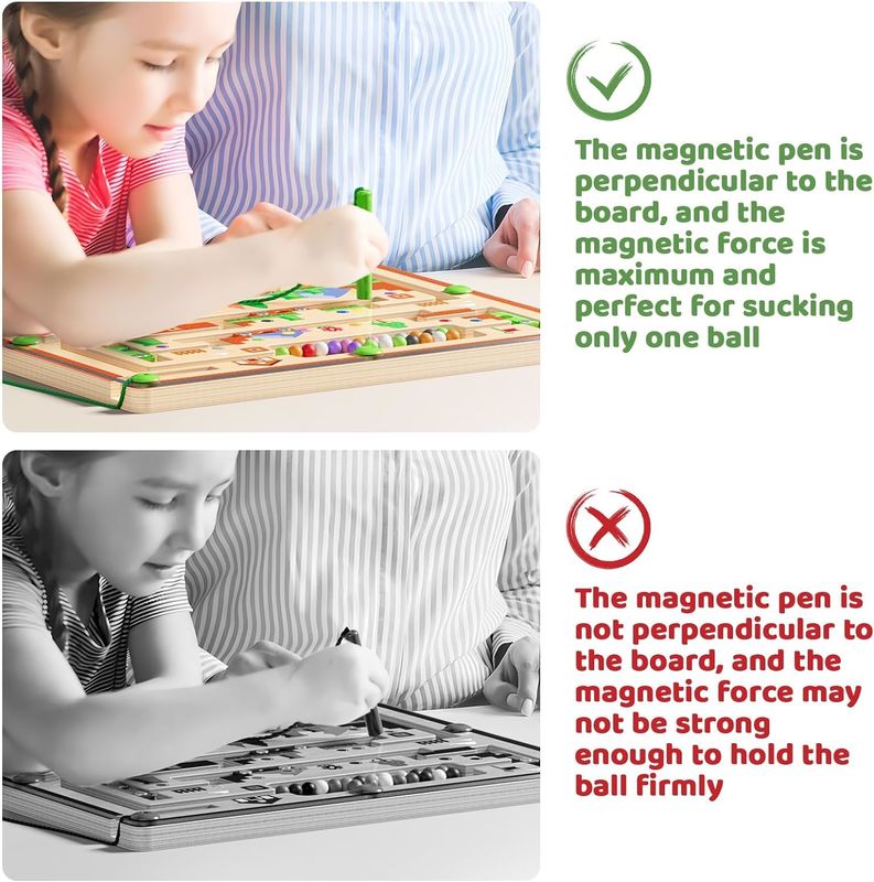 Magnetische Puzzle-Tisch aus Holz Farbe und Zahl Montessori-Labyrinth-Spielzeug für Kleinkinder