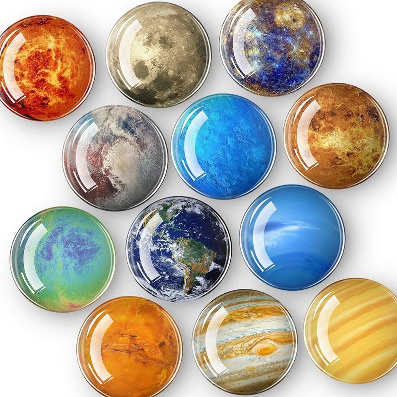 12PCS Powerful Planets Glaskühlschrank Magnet für Tafel Unterrichtsdekoration