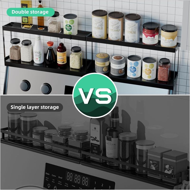 Schlanke Doppelschicht Magnetische Lagerrack Küchenregal für Ofen Top Organisator