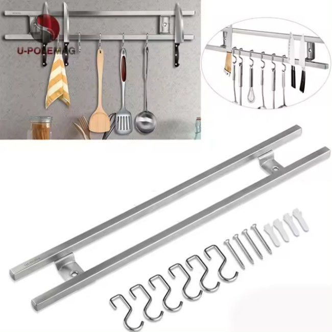 18 Zoll quadratische Rohre aus Edelstahl Magnetmesserhalter für Wand mit Haken