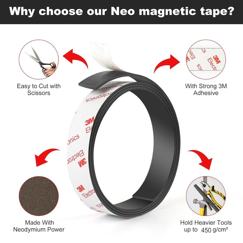 Flexibles Neodymium-Magnetband Roll mit starkem 3M-Klebstoff für die Wand DIY
