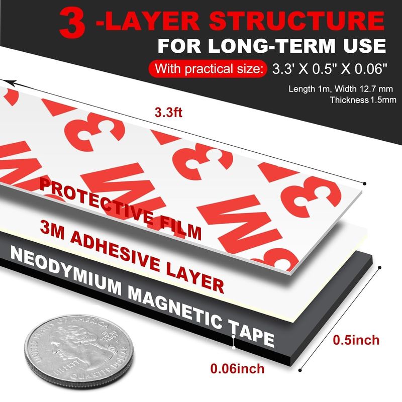 Flexibles Neodymium-Magnetband Roll mit starkem 3M-Klebstoff für die Wand DIY