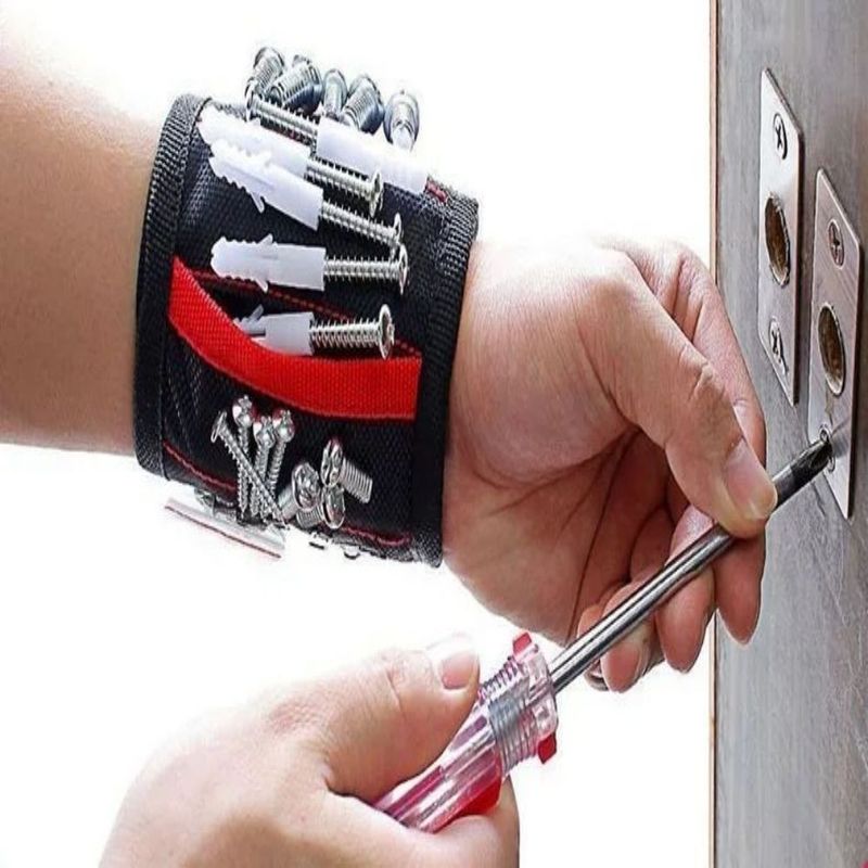 Elektriker Verstellbarer Handgelenk Gürtel Starker magnetischer Handgelenk Tragbare Werkzeugtasche mit individuellen Schrauben Paket Größe 5.00cm * 4.00cm * 3.00cm