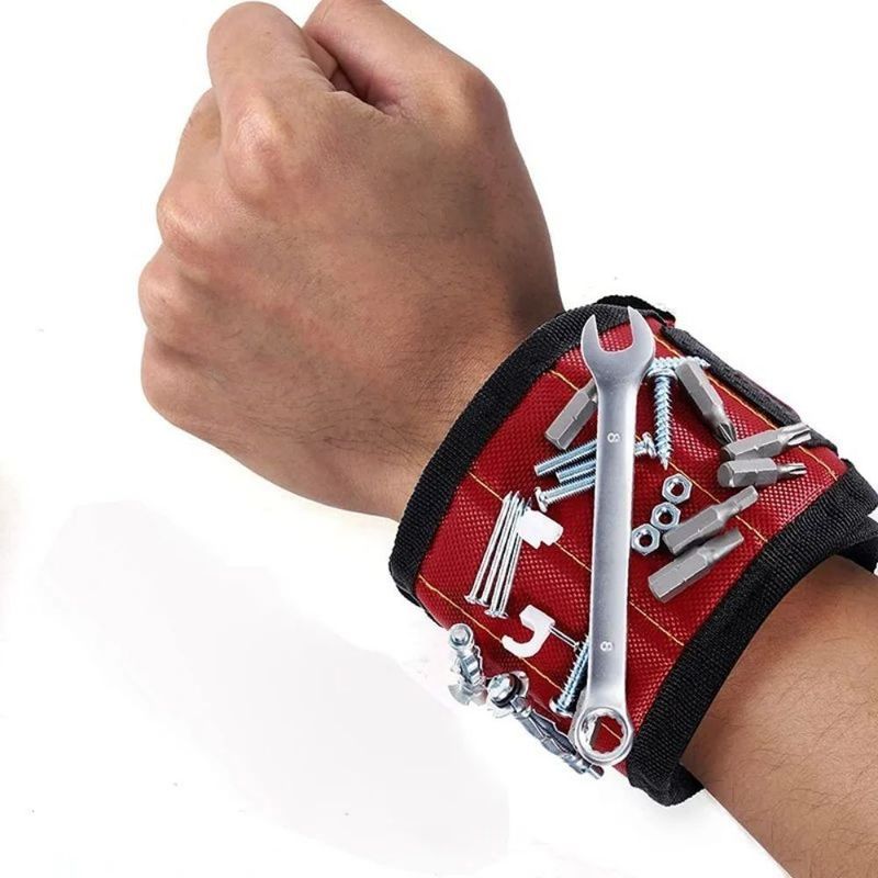 Elektriker Verstellbarer Handgelenk Gürtel Starker magnetischer Handgelenk Tragbare Werkzeugtasche mit individuellen Schrauben Paket Größe 5.00cm * 4.00cm * 3.00cm