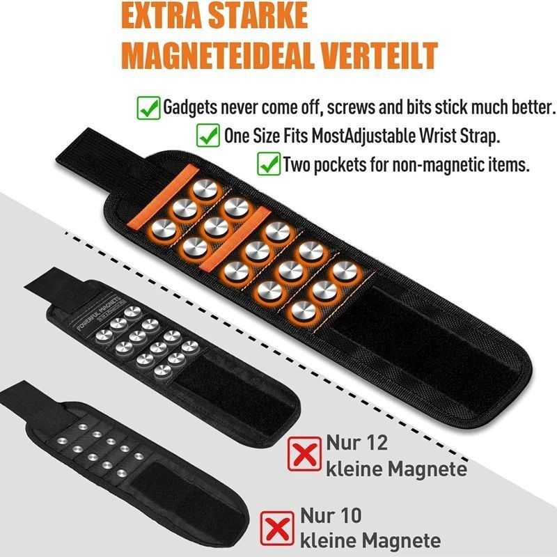 Magnetische Armbänder Werkzeuggürtel Starke Magnete zum Halten Schrauben Nägel Bohrstücke DIY