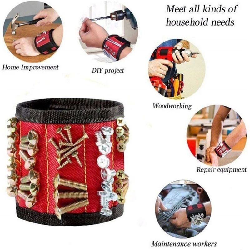 Magnetische Handgelenkscheibe Portable magnetische Werkzeugtasche für Schrauben Nagelmutter Schraubbohrmaschine Reparatur-Kit