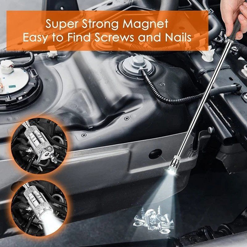 Magnetische Teleskop-Pick-up-Werkzeuge Grip LED-Licht verstellbar Ausdehnbar Langstrecken-Stift Handwerkzeug