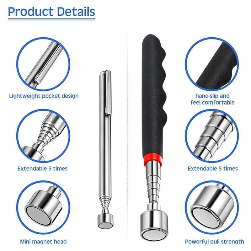 Teleskopischer Magnetstift mit leichtem Mini-Portable Magnet Pick-Up Tool Erweiterbarer Pick-Up-Stick