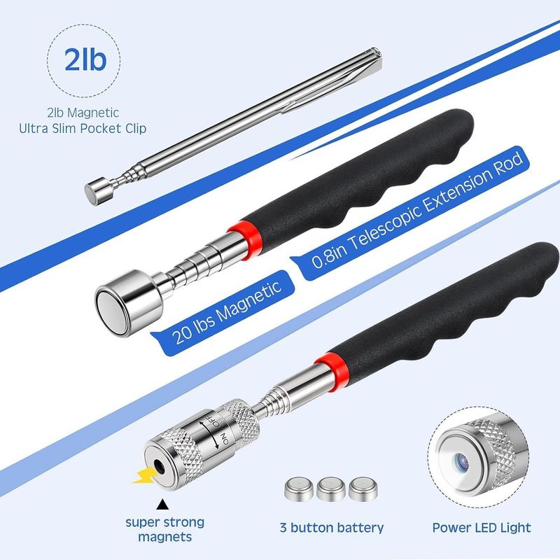 Telescoping Inspektion Spiegel Magnetische Pick-up Tool Kit mit LED-Licht für die Reparatur von Autos
