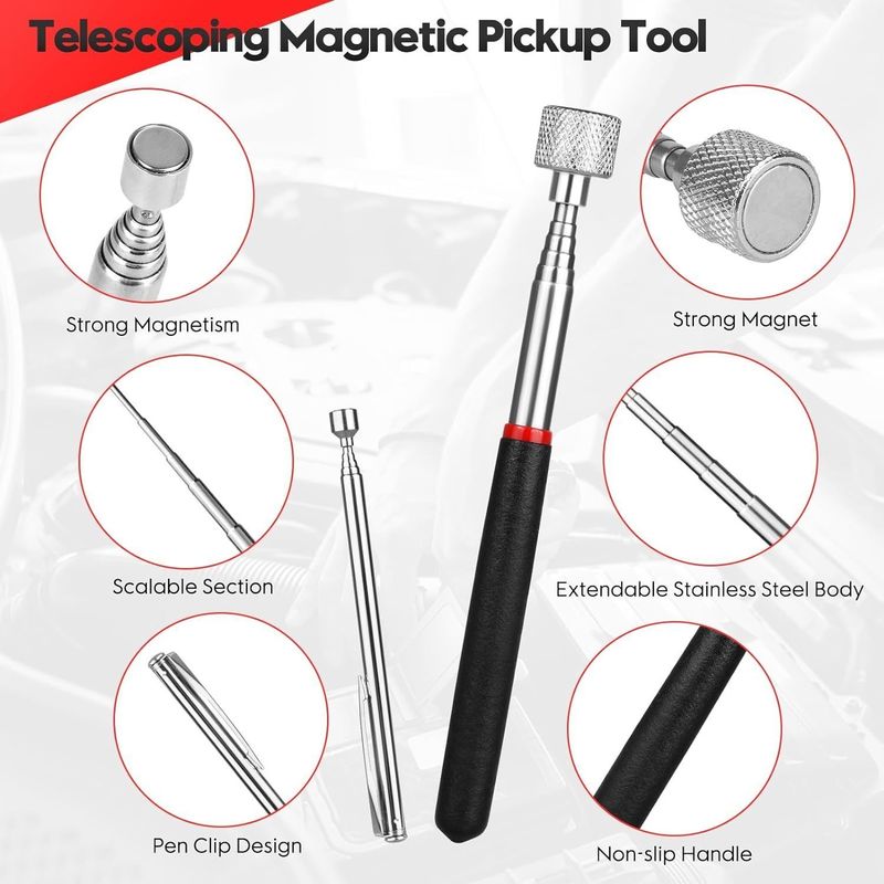 Telescoping Inspektion Spiegel Magnetische Pick-up Tool Kit mit LED-Licht für die Reparatur von Autos